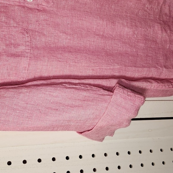 Talbots Size M Medium 100% Linen Pink V-neck Lightweight - Picture 3 of 8
